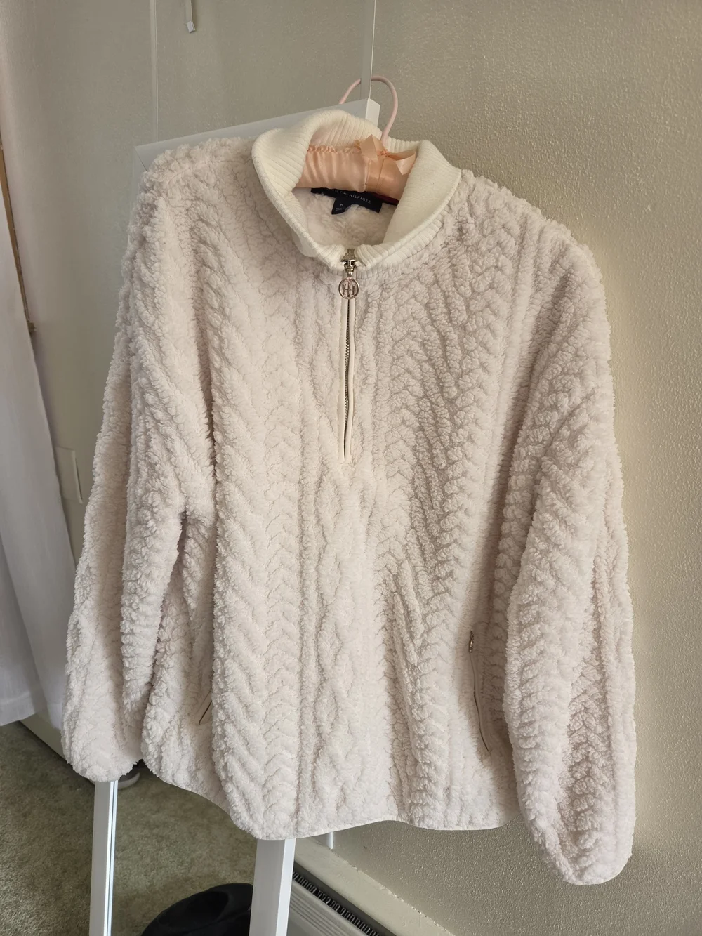 Tommy Hilfiger Cream Sherpa-Lined Zip Jacket
